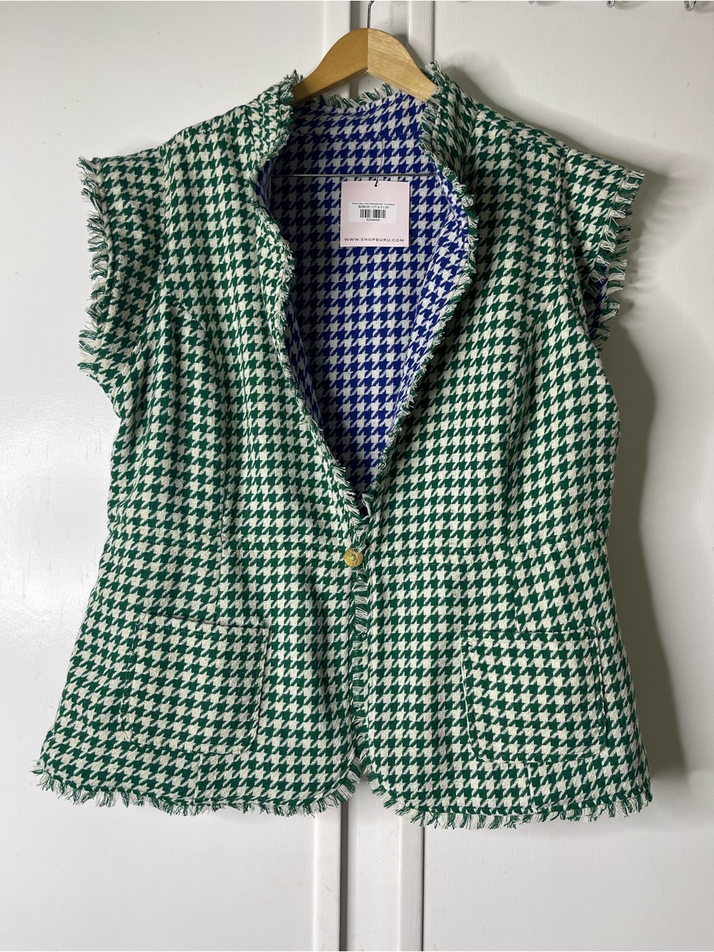 BURU x Mary Orton Reversible Houndstooth Tweed Vest NWT Size 2X deadstock